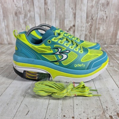 Gravity Defyer G-Defy Ion Teal Neon Yellow VersoShock Walking Shoes 9.5