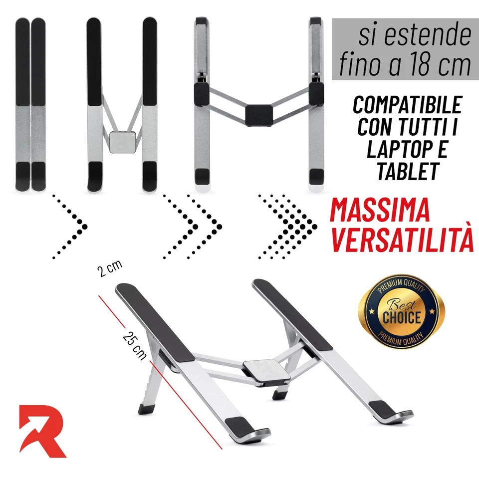 Supporto Pc Portatile Regolabile in alluminio con antiscivolo - Immagine 3 di 4