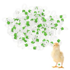 100-Pack Chick Leg Bands, Silicone Poultry Leg Bands for Chicks Ducks Green 