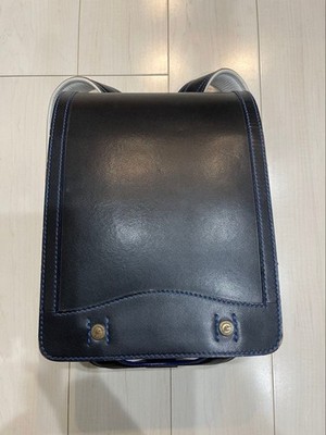 Black Synthetic Leather Randoseru Backpack for School Used