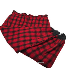 Woolrich Hunting Pants Mens Size 38 Red Black Plaid Wool Field Trousers Vtg