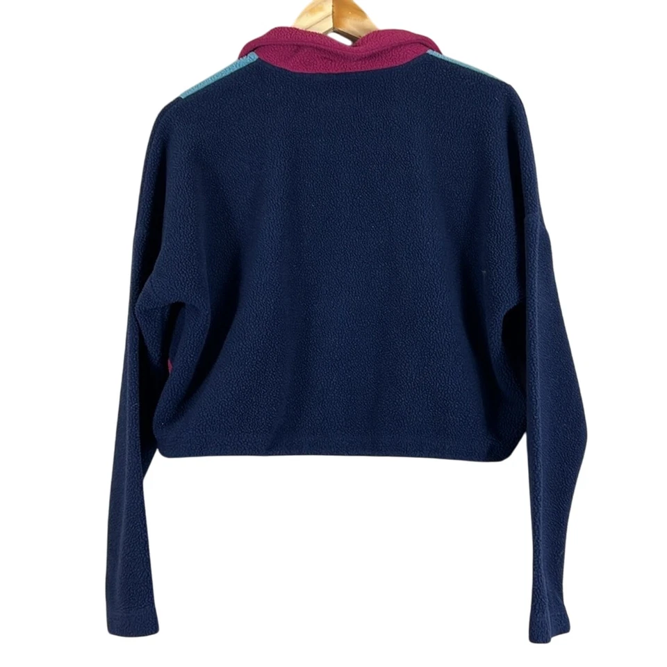 Pullover polar LA Hearts para mujer S bloques de color azul marino rosa corto años 90 retro Foto 4 de 4