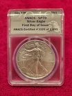 2019 W Burnished American Silver Eagle Anacs Graded Sp70 FIRST DAY OF ISSUE