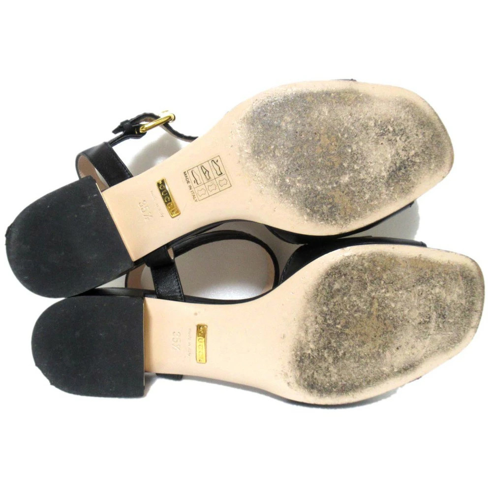 GUCCI Leather Horsebit Ankle Strap Sandals 655413 Size 35.5 Approx. 22.5cm Black thumbnail 9