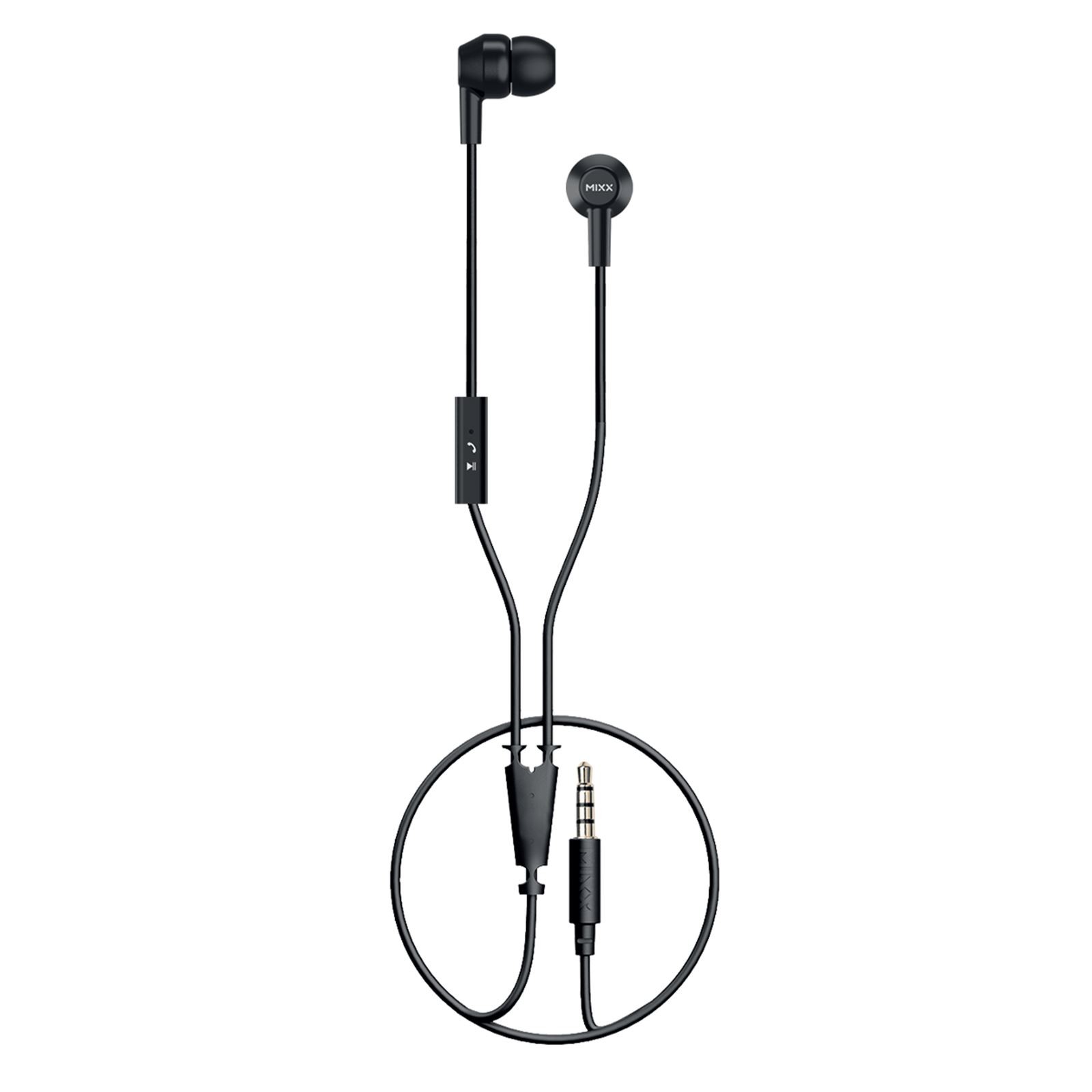 Mixx Audio eBuds Earphones Black Wired In-Ear Microphone Lightweight Earphones