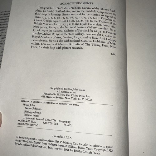 Samuel Johnson: Eine Biographie von John Wain 1975 Viking Press - Bild 4 von 10