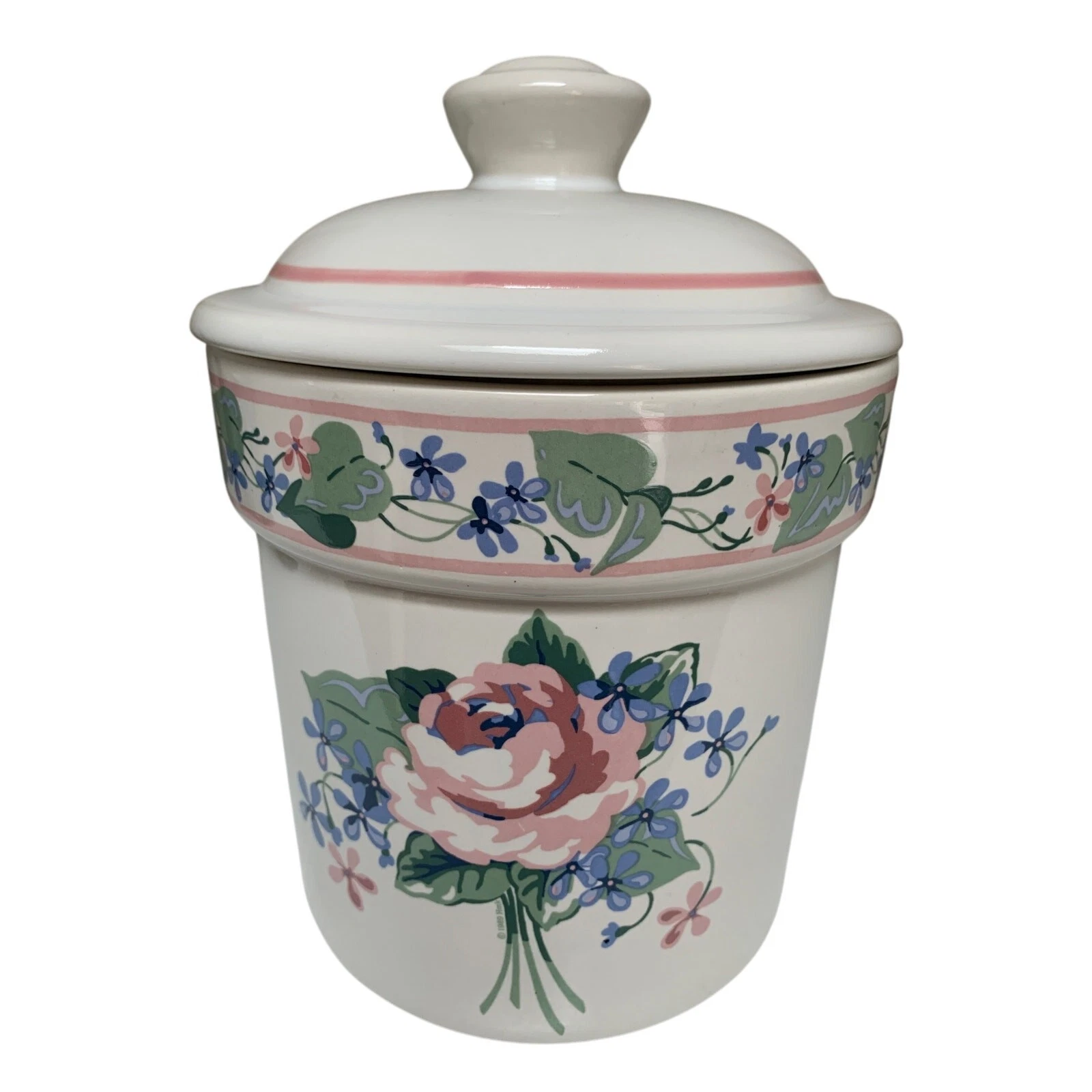 Vintage Treasure Craft Morning Garden Stoneware Canister Cottage Core 8x6