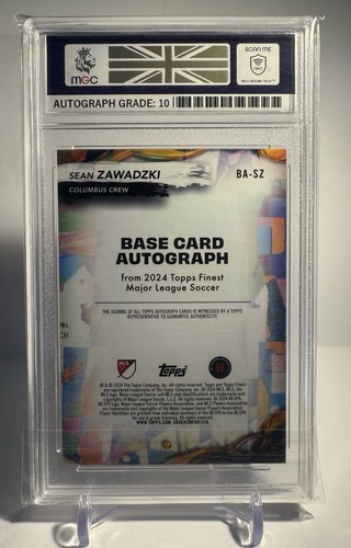 Topps Finest MLS 2024 Sean Zawadzki /10 MGC 9 Auto 10 Black Autograph Columbus - Picture 2 of 3
