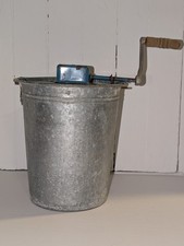 Vintage 1940's Hand Crank 2 Quart Galvanized Metal Ice Cream Maker
