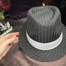 Spirit Halloween Pinstripe 1920s Gangster Fedora Hat Costume, One Size B W