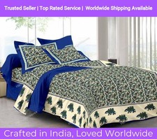 Modern Desgin Floral Printed Cotton Double Bed Sheet With 2 Pillow Cover 90x108