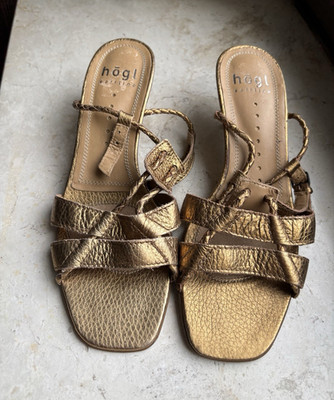 Högl Softline Damen Sandalen Leder Gold Riemchen Kittenabsatz 36