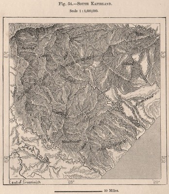 'South Kafirland'. Eastern Cape. South Africa 1885 old antique map plan chart