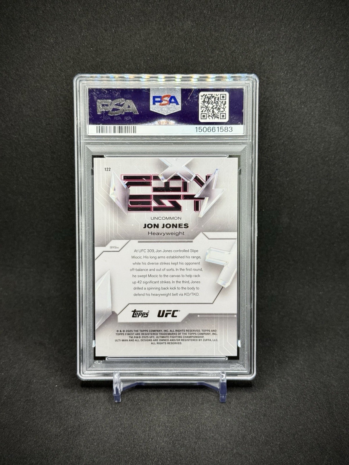 Jon Jones 2025 Topps Finest UFC Uncommon Blue Refractor /175 SP PSA 9 Mint view 3