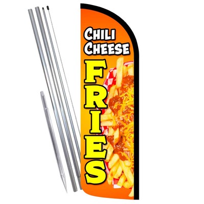 Chili Cheese Fries Premium Windless Feather Flag Bundle (Complete Kit) OR Option
