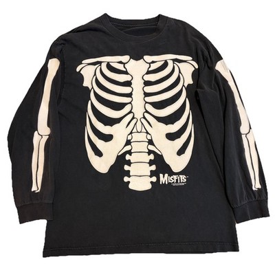 Vintage 1997 Misfits Long Sleeve Shirt Skeleton Punk Band Glow In The Dark VTG