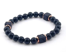 RR399 - Men’s Stretch Bead Bracelet | Black Onyx & Lava | Protection & Balance.