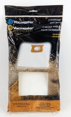 Vacmaster Standard Dust Vacuum Bags for 12-16 Gallon Wet/Dry Vacs VDBL 3 Pack