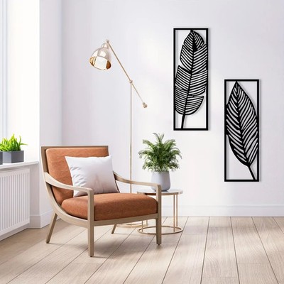 Dekorative Metallblätter Wandkunst schwarz modernes Design zwei Stück