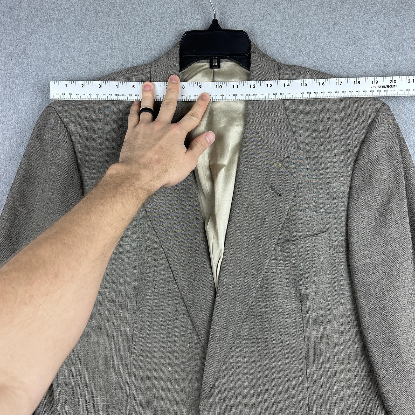 BOSS Hugo Boss Blazer Mens 42R Gray Check Two Button Sport Coat Jacket USA thumbnail 2