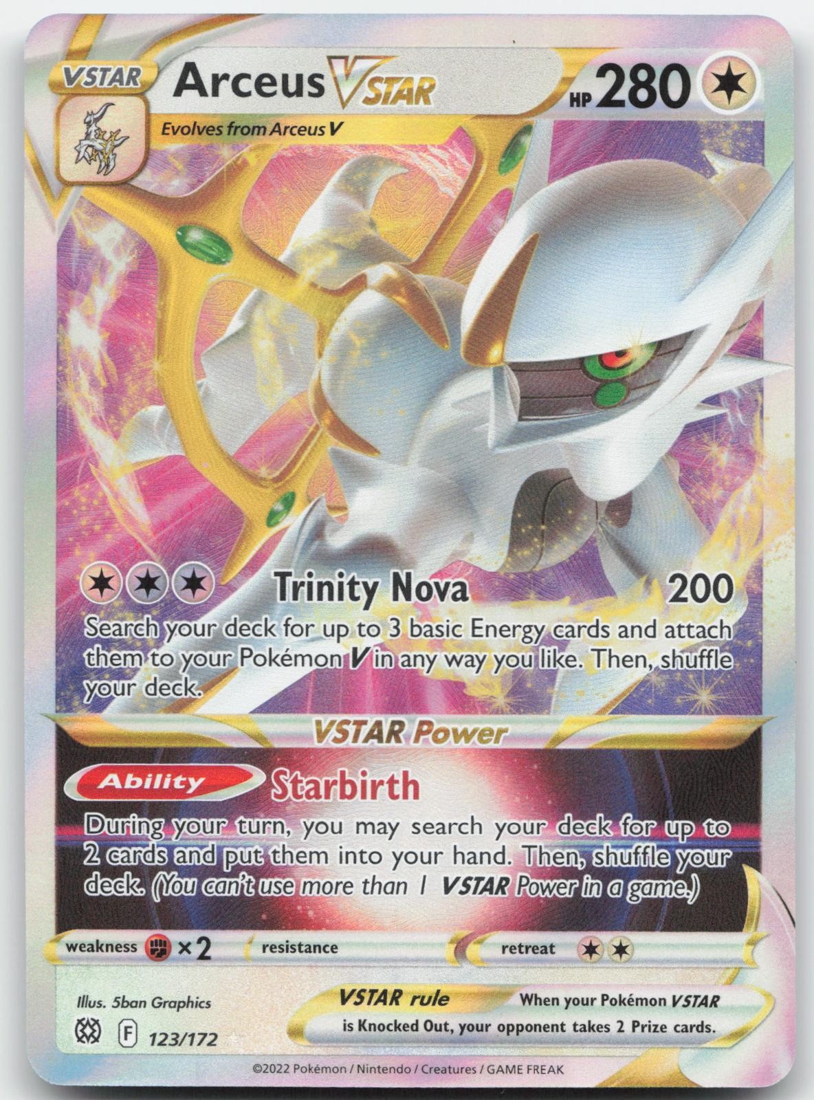 Arceus VSTAR 123/172 Holo VSTAR Rare Brilliant Stars Pokemon Near Mint