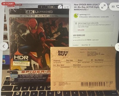 New SPIDER-MAN LEGACY COLLECTION: 4K, Blu-Ray, ACTIVE Digital-BEST BUY WAREHOUSE