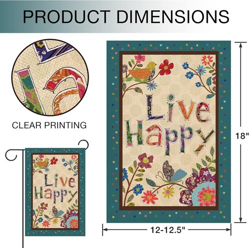 Happy Decorative Small Garden Flag 12 x 18, Green - Picture 6 of 7