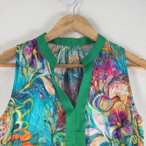 Unbranded womens silk tank top size 8 multicolour floral sleeveless 086712 - Picture 2 of 7