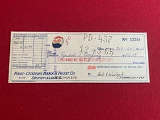 1965, PEPSI-COLA, Bottling Company Check (Scarce / Vintage)