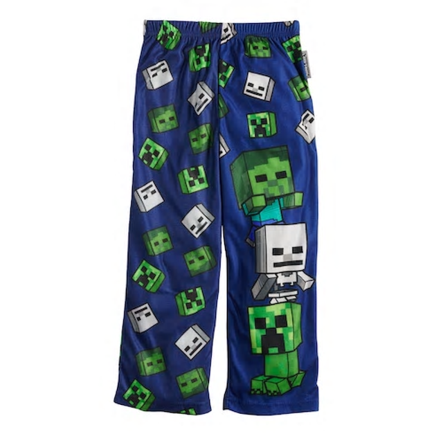 Boys Minecraft Creeper Lounge Pants Blue Size 4/5 eBay