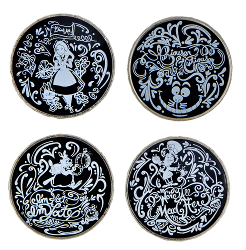 4 Alice In Wonderland Chalkboard Sketch Disney Parks Trading Pin Set ~ Brand New - 第 1/1 張圖片