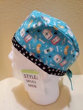 Vet Medicine Veterinary Men's Skull/Chemo Surgical Scrub Hat/Cap Handmade
