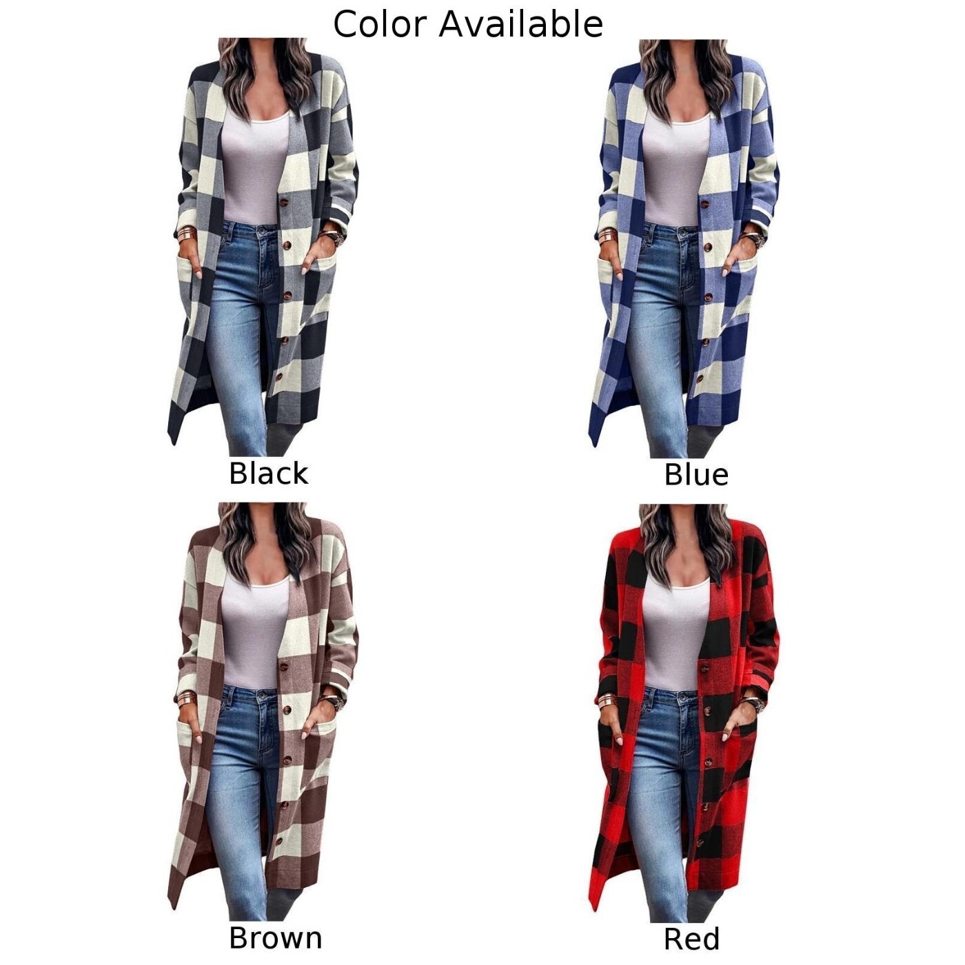 Women Long Cardigan Button Down Shirt Cardigan Coat Brown Women Jacket