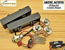 Artec Ceramic Active Jazz Bass Pickups with Pots, Jack, Cap, and Battery Clip