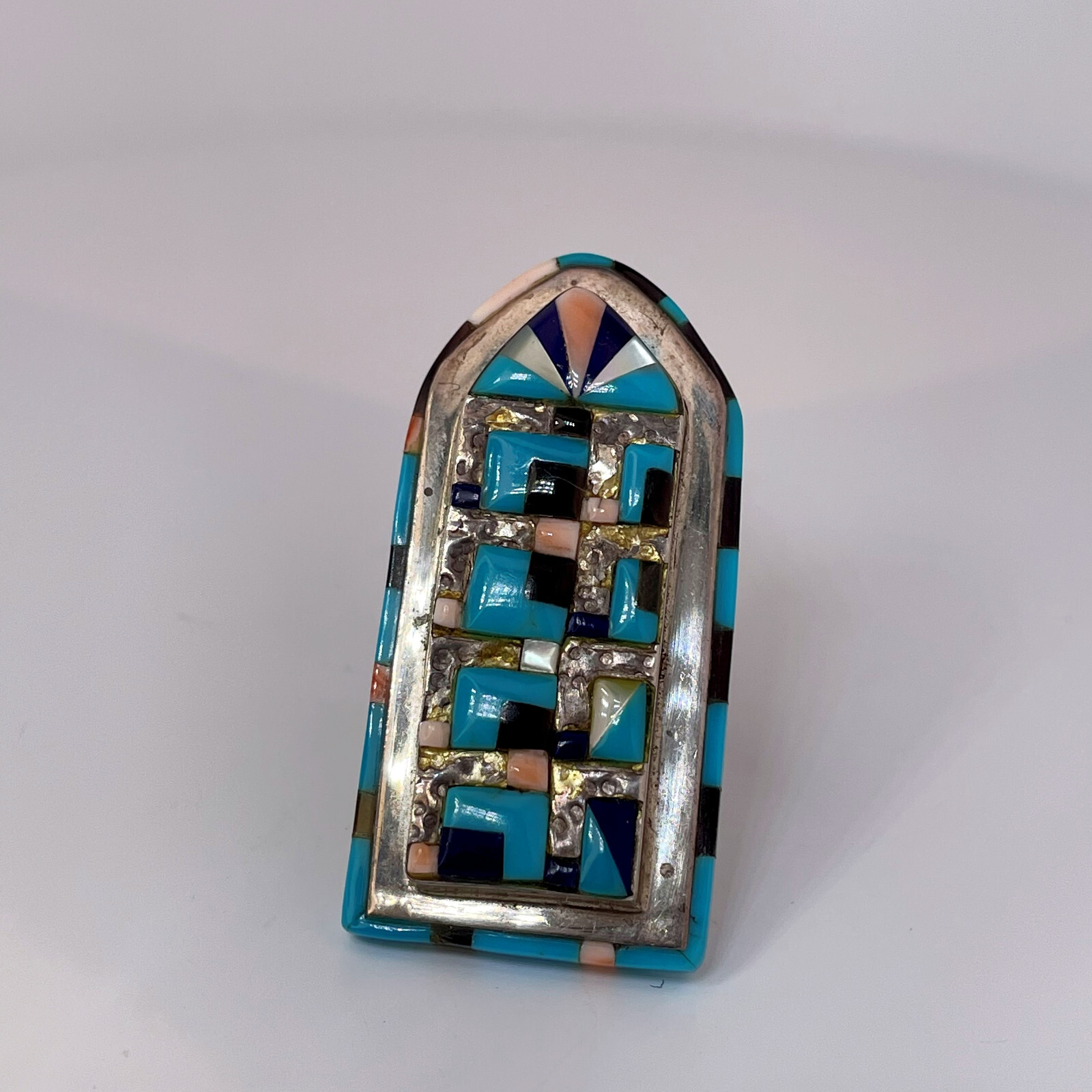 Massive Native American Multigemstone Silver Stat… - image 6