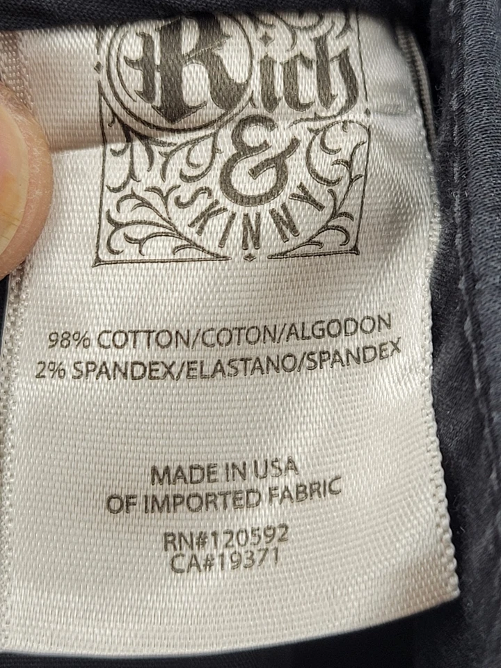 Pantalones chinos ricos y ajustados para mujer 27 negros pierna ancha algodón elástico frente plano Foto 3 de 4