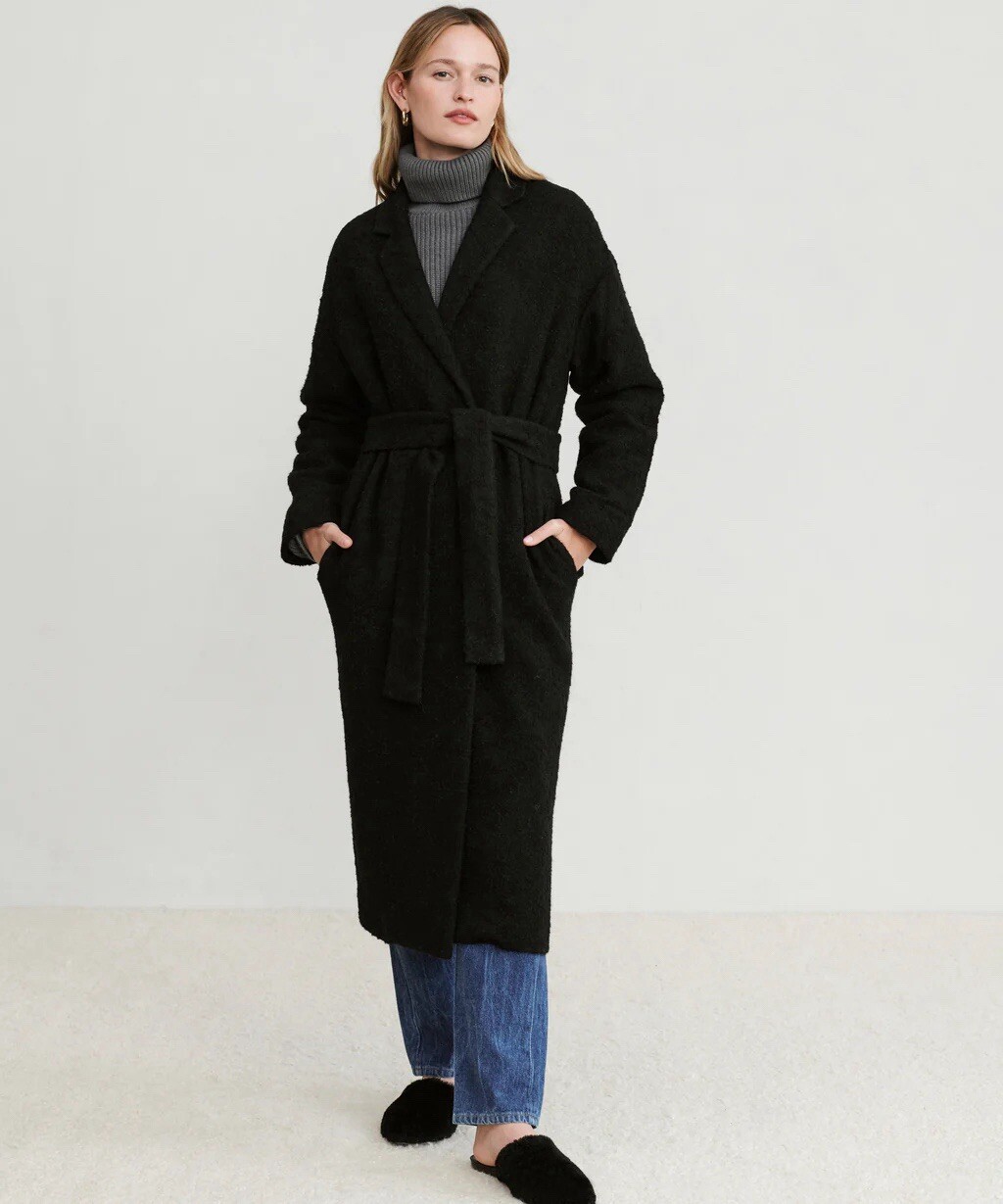 JENNI KAYNE Black Jacquard Overcoat
