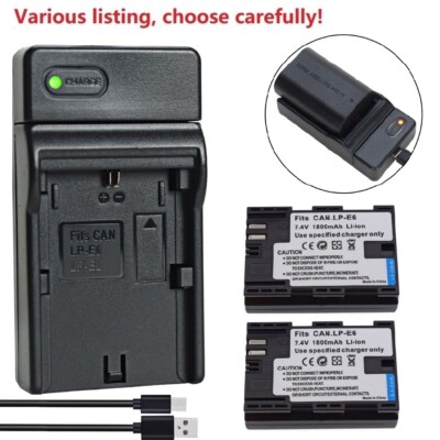 LP-E6 Battery or charger for Canon LP-E6N LPE6 LP-E6NH EOS R R5 R6 R7 5D Mark II