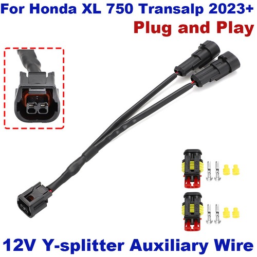 Y-Splitter 12V Power Outlet Side Consumer USB For Honda XL 750 Transalp 2023-up - Afbeelding 1 van 10