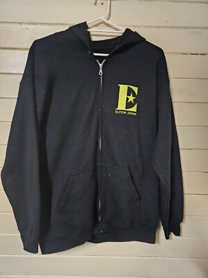 L Elton John Farewell Yellow Brick Road Goodbye Tour Black Hoodie Full-Zip