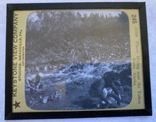 KEYSTONE MAGIC LANTERN SLIDE 245 PLACER MINING NEAR YUKON RIVER ALASKA 1920s
