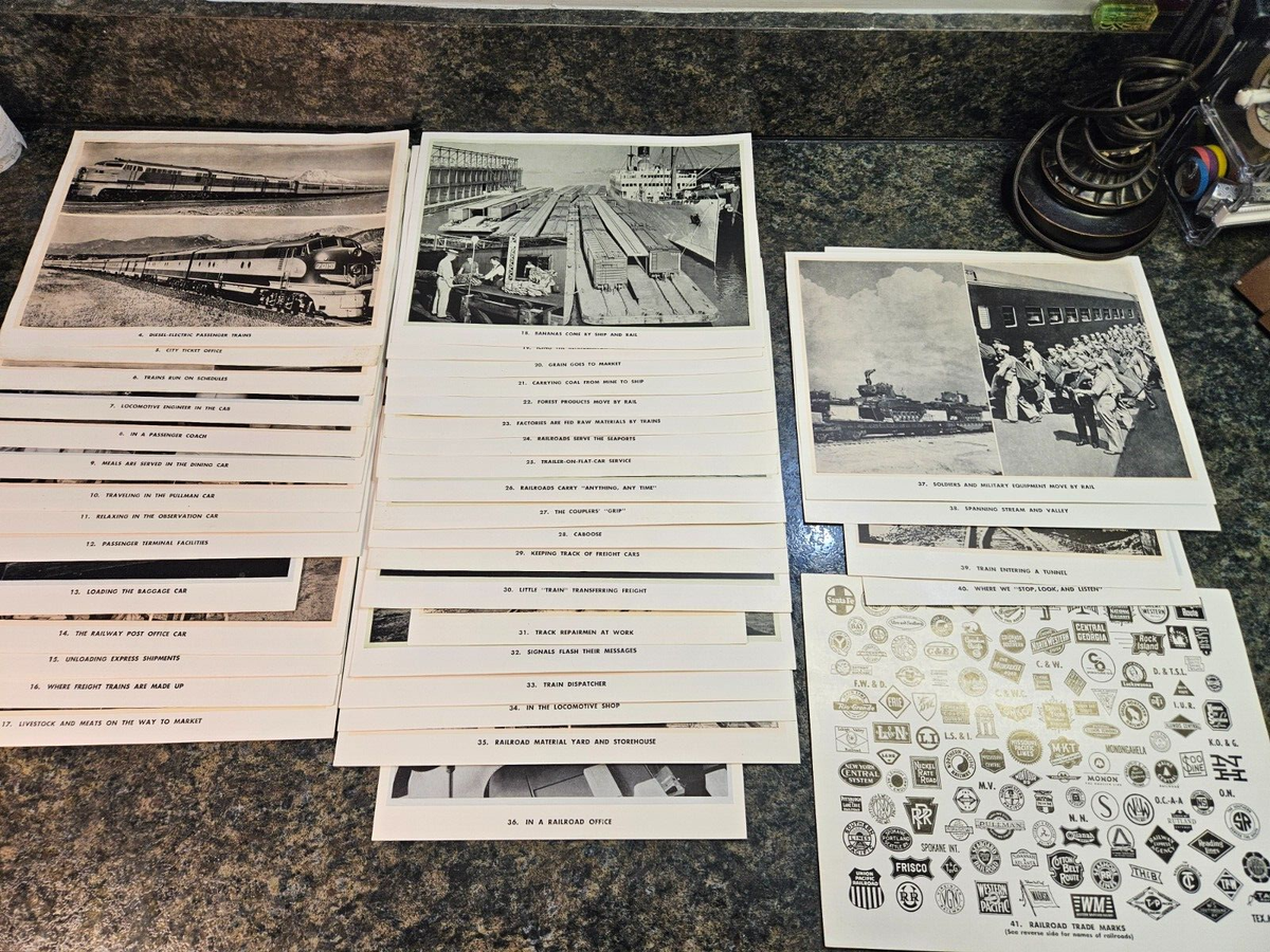 Lot of Vintage Railroad History Photo Cards w/ Description 8.5&quot; x 