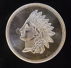 Indian Head Penny Design Wreath Vtg Bullion-999 Silver 1 Oz Ounce Art Round Coin