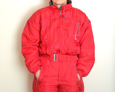women's retro vintage pink Luhta SKI SUIT snowsuit size 8 onesi onepiece 80s