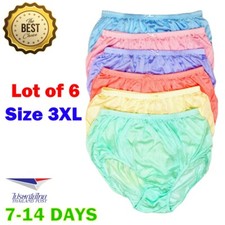 6x Lingerie Silky Semi Sheer Nylon Granny Briefs Panties Smooth Hi Cut Size 3XL