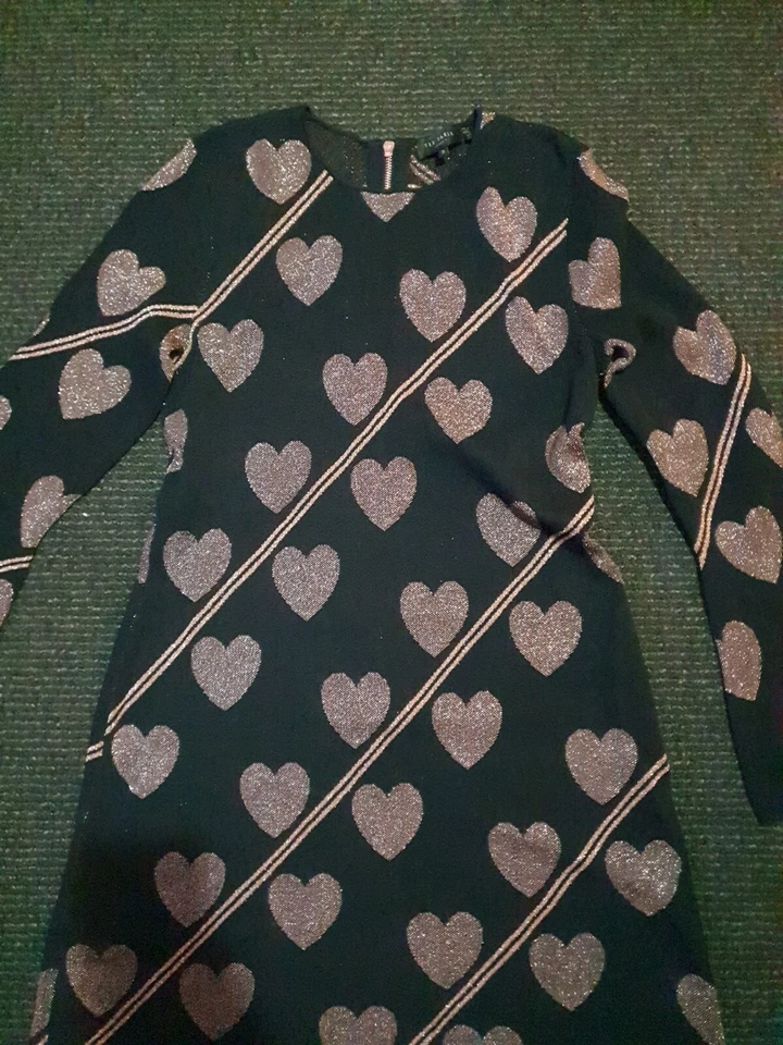 TED BAKER Vestido Falda Completa Estampado Corazón Uzeniaa Manga Ajuste y Acampanado Reino Unido 12 Tb3 Foto 4 de 4