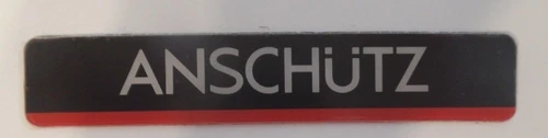 014911, Anschütz, Sticker "Anschütz" Black/Red, 9.5 cm x 1.7 cm, NEW