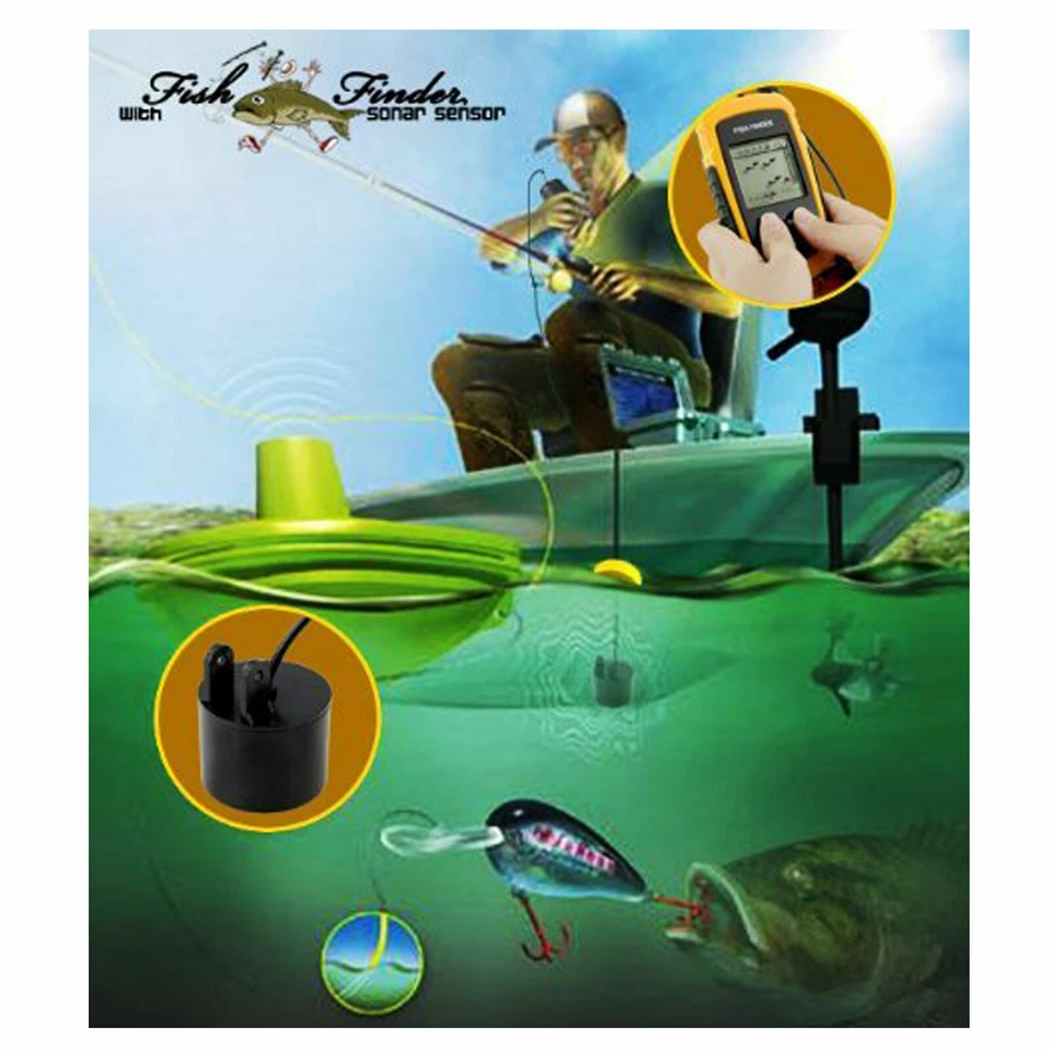 Handheld Fish Finder Water Depth Sonar Sensor Kayak Fishing Finders Transducer - Image 4 of 4