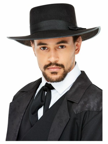 20s Wide Brim Fedora Hat Black 