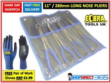 4 x High Quality 11" Long Nose Pliers Set Straight Bent Tip Mechanics NEW 25-28